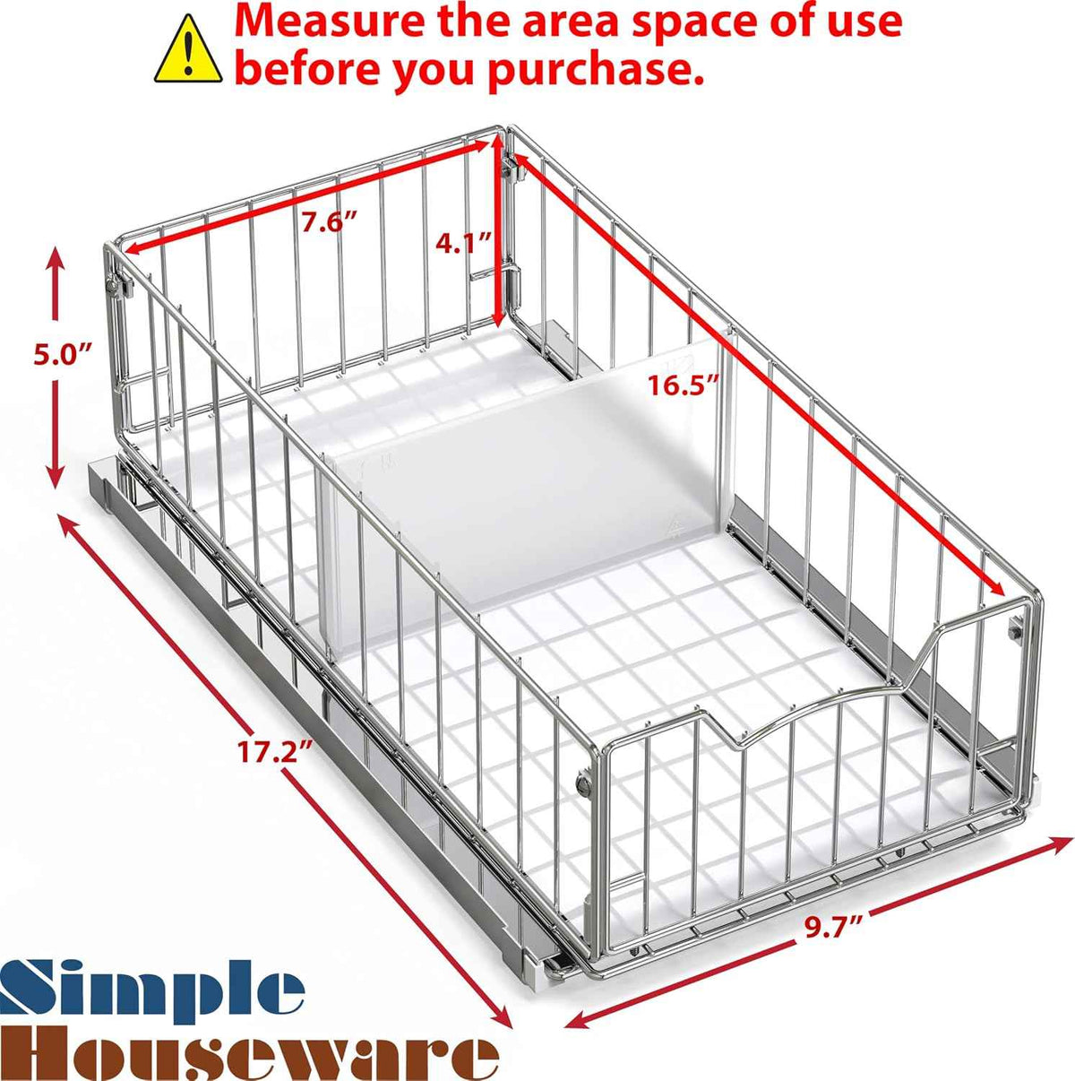 Simple Houseware Pull-Out Cabinet Sliding Basket, Chrome