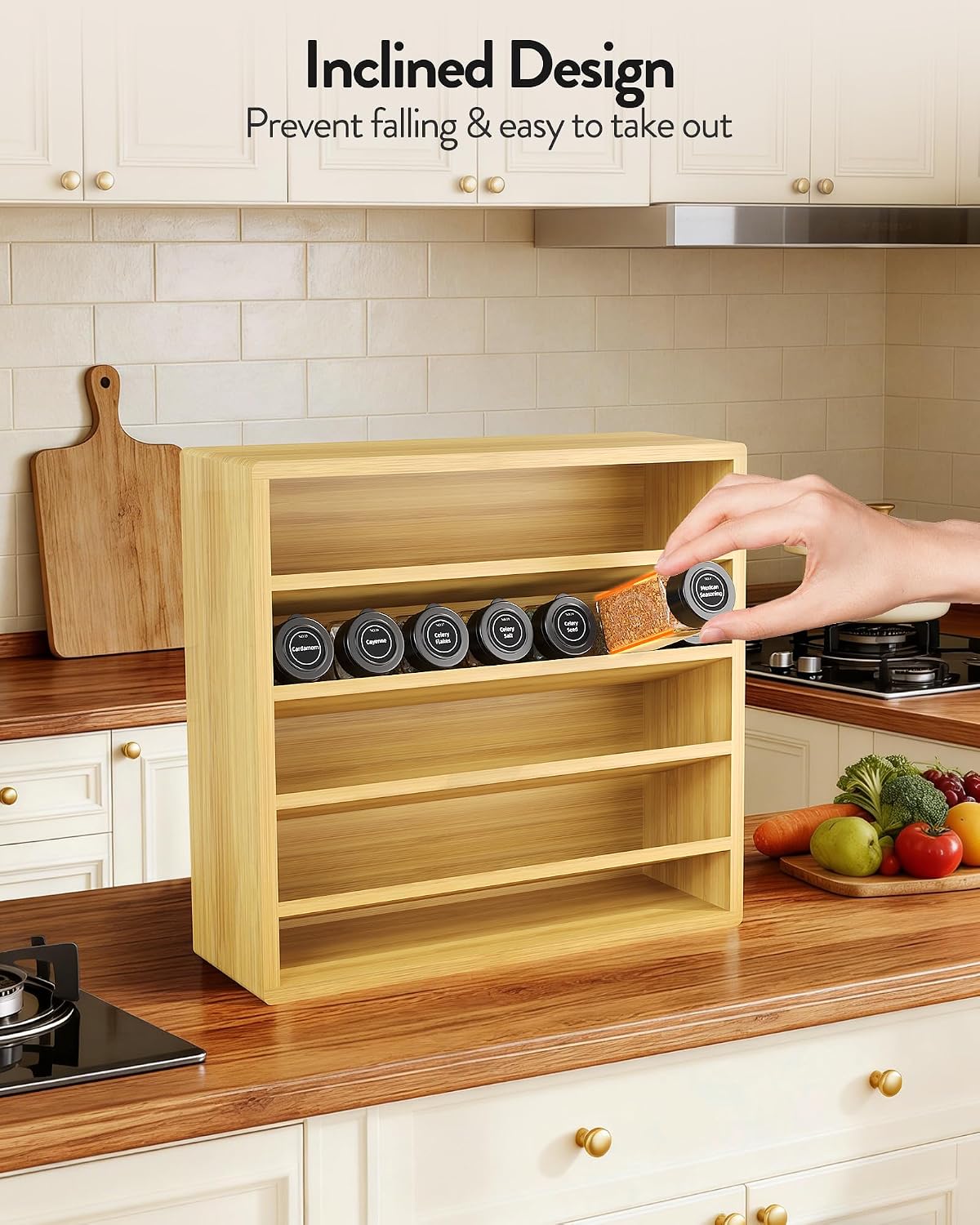 4-Tier Spice Rack Organizer for Cabinet - Field & Nook