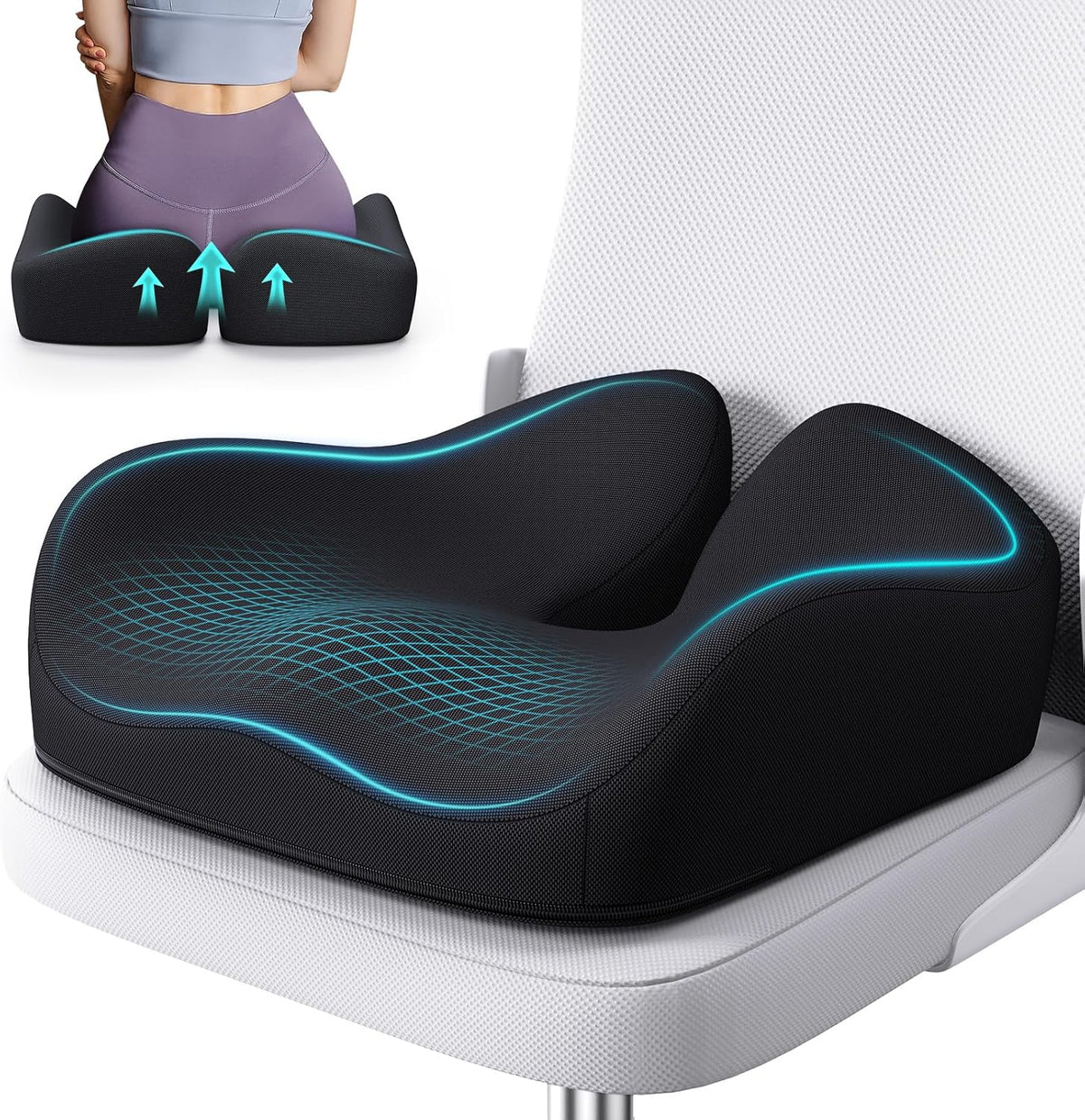 Ergonomic Memory Foam Chair Cushion with Tailbone Support - Field & Nook