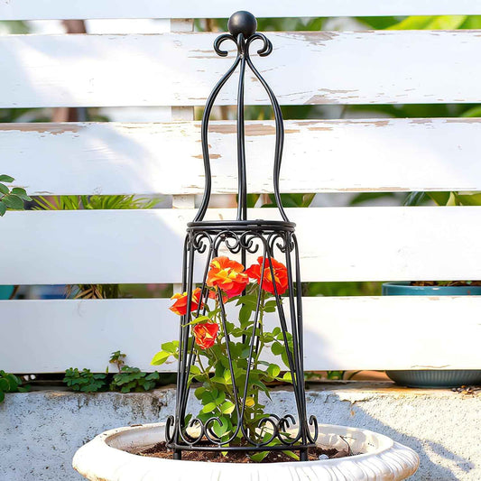 Indoor Plant Trellis for Potted Plants - Plant Support & Garden Decor Obelisk for Climbing Pothos, Indoor/Outdoor Metal Trellis, 29.5" Height