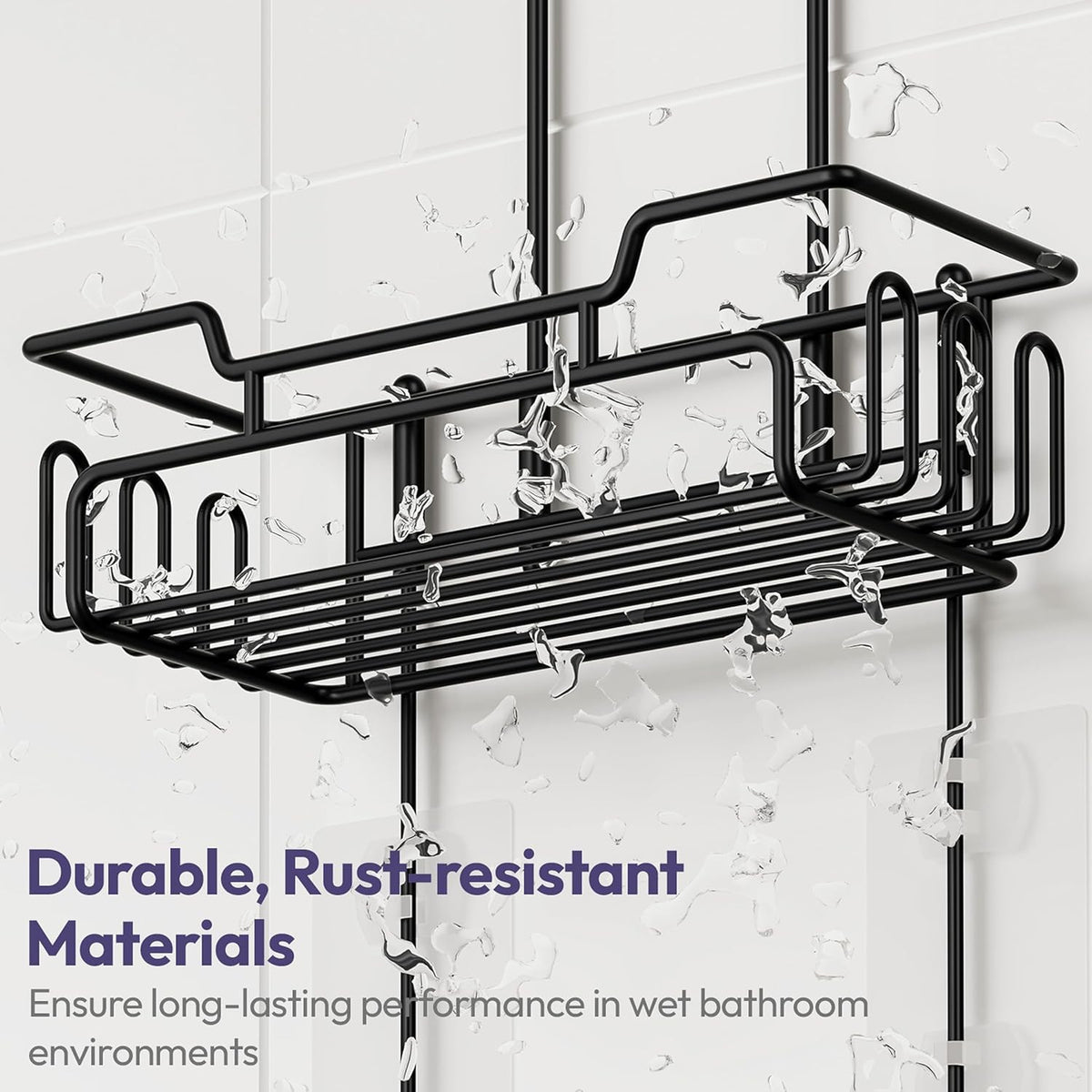 Extended Hanging Shower Organizer – 2-Tier Rustproof Caddy with Hooks