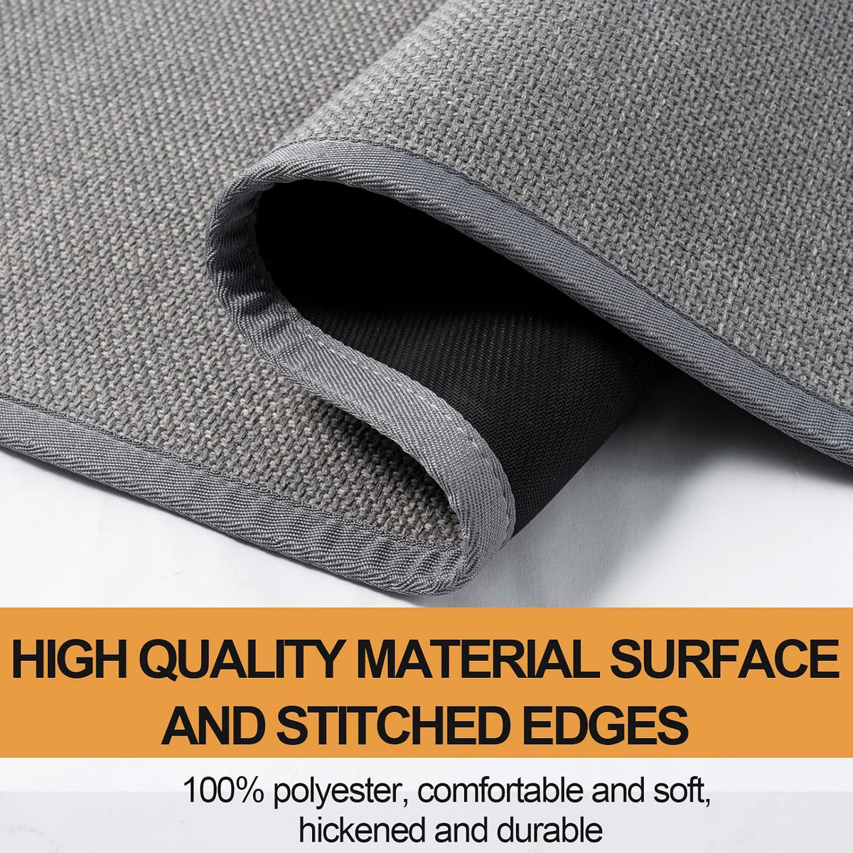 SUMLANS Kitchen Mat Set of 2 PCS, Cushioned Non Slip Rugs for Kitchen Floor, Absorbent Runner Comfort Standing Mats Washable for Kitchen, Office, Home (Grey, 17.3"x47"+17.3"x30")