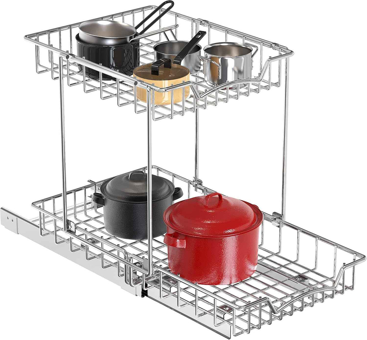Simple Houseware 2-Tier Pull Out Cabinet Shelf, Chrome