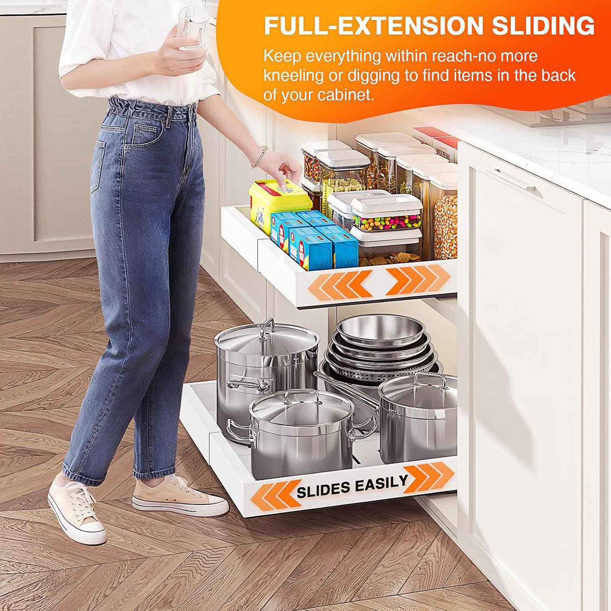 Pull Out Cabinet Organizer Expandable 12.6"-20.4"Wx 21"Deep,1 Pack