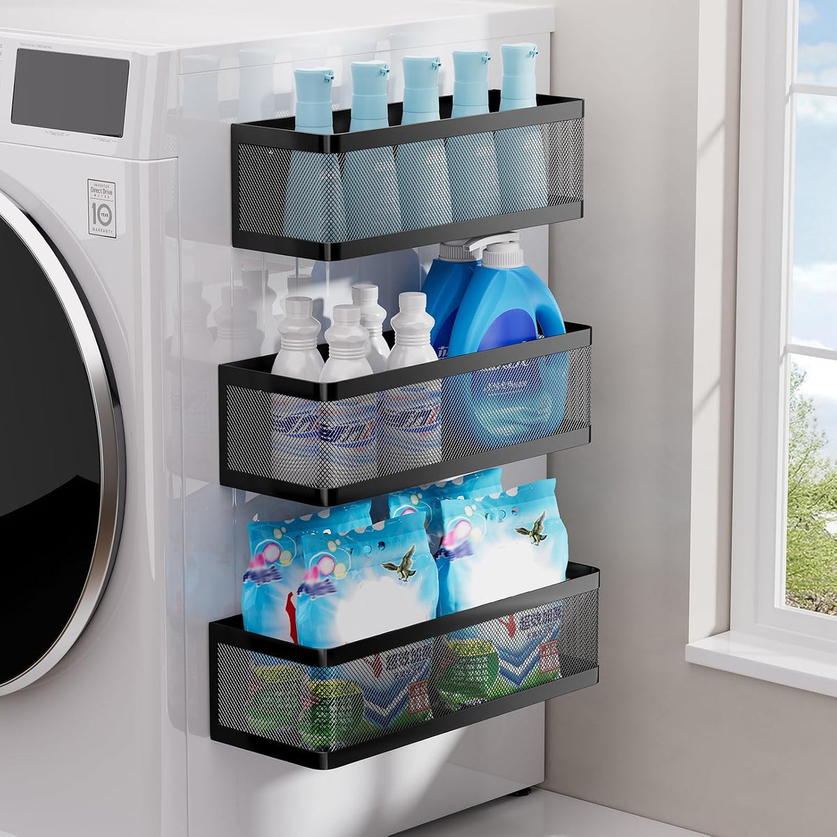 3-Piece Magnetic Laundry Storage Shelf Set - Field & Nook