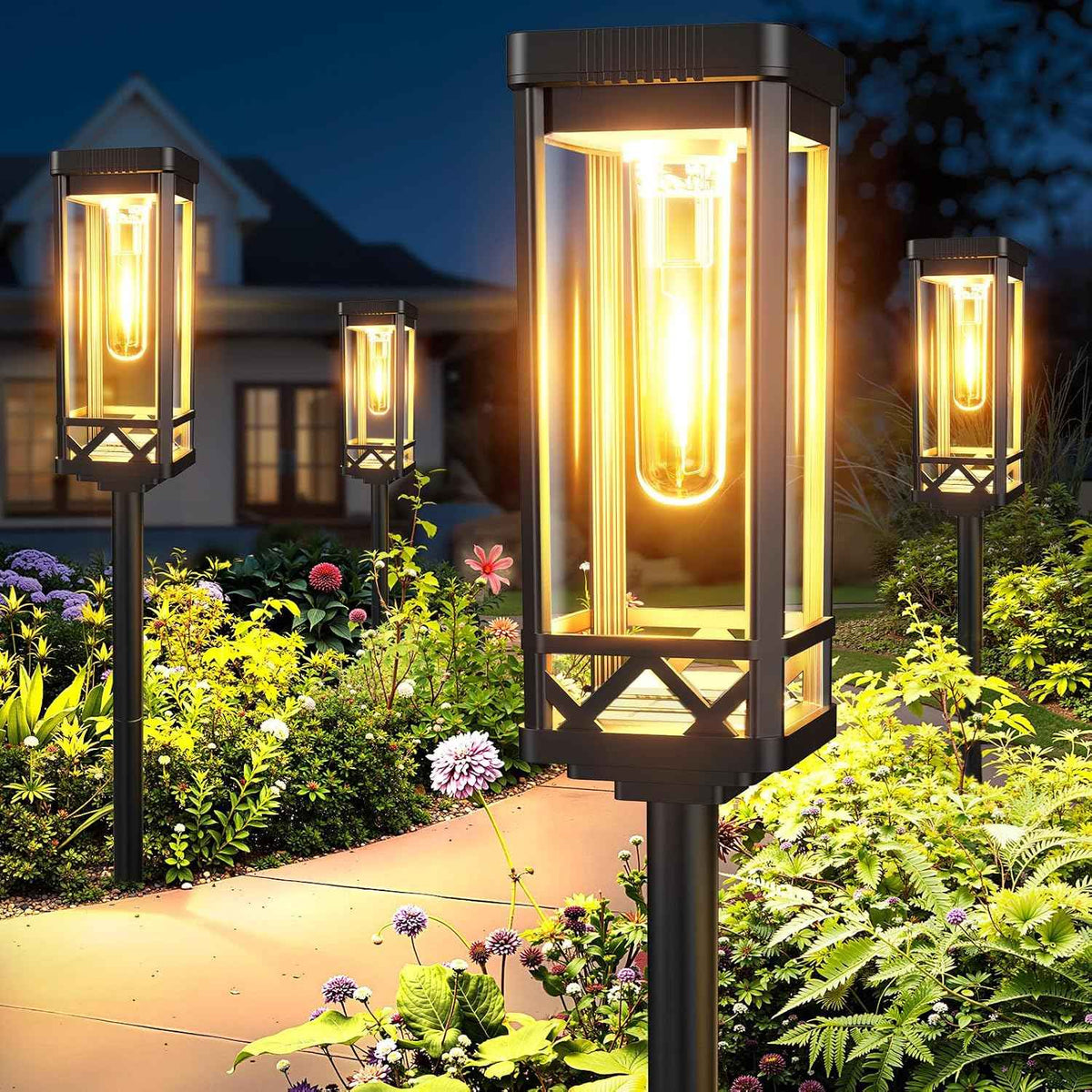 KOOPER Taller Solar Pathway Lights Outdoor, 8 Pack Upgraded Brighter Solar Garden Lights Solar Powered, Up to 15 Hours Outdoor Solar Lights for Yard Landscape Walkway Driveway Sidewalk (Warm White)