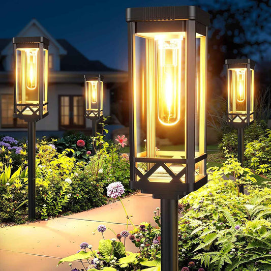 KOOPER Taller Solar Pathway Lights Outdoor, 8 Pack Upgraded Brighter Solar Garden Lights Solar Powered, Up to 15 Hours Outdoor Solar Lights for Yard Landscape Walkway Driveway Sidewalk (Warm White)