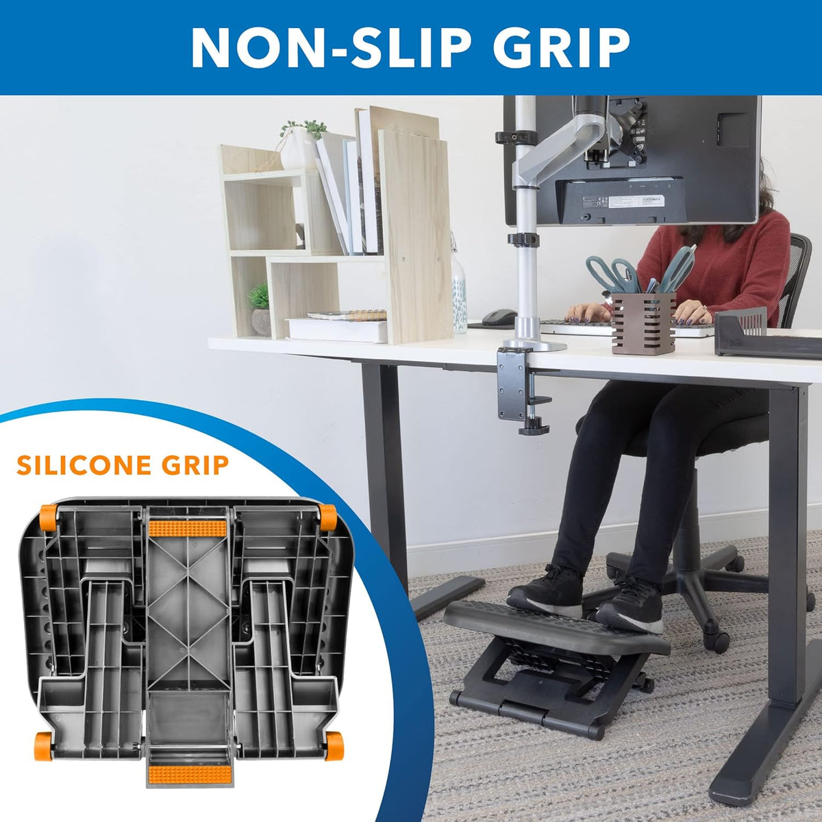 Height-Adjustable Footrest with Massage Rollers and 30° Tilt - Field & Nook