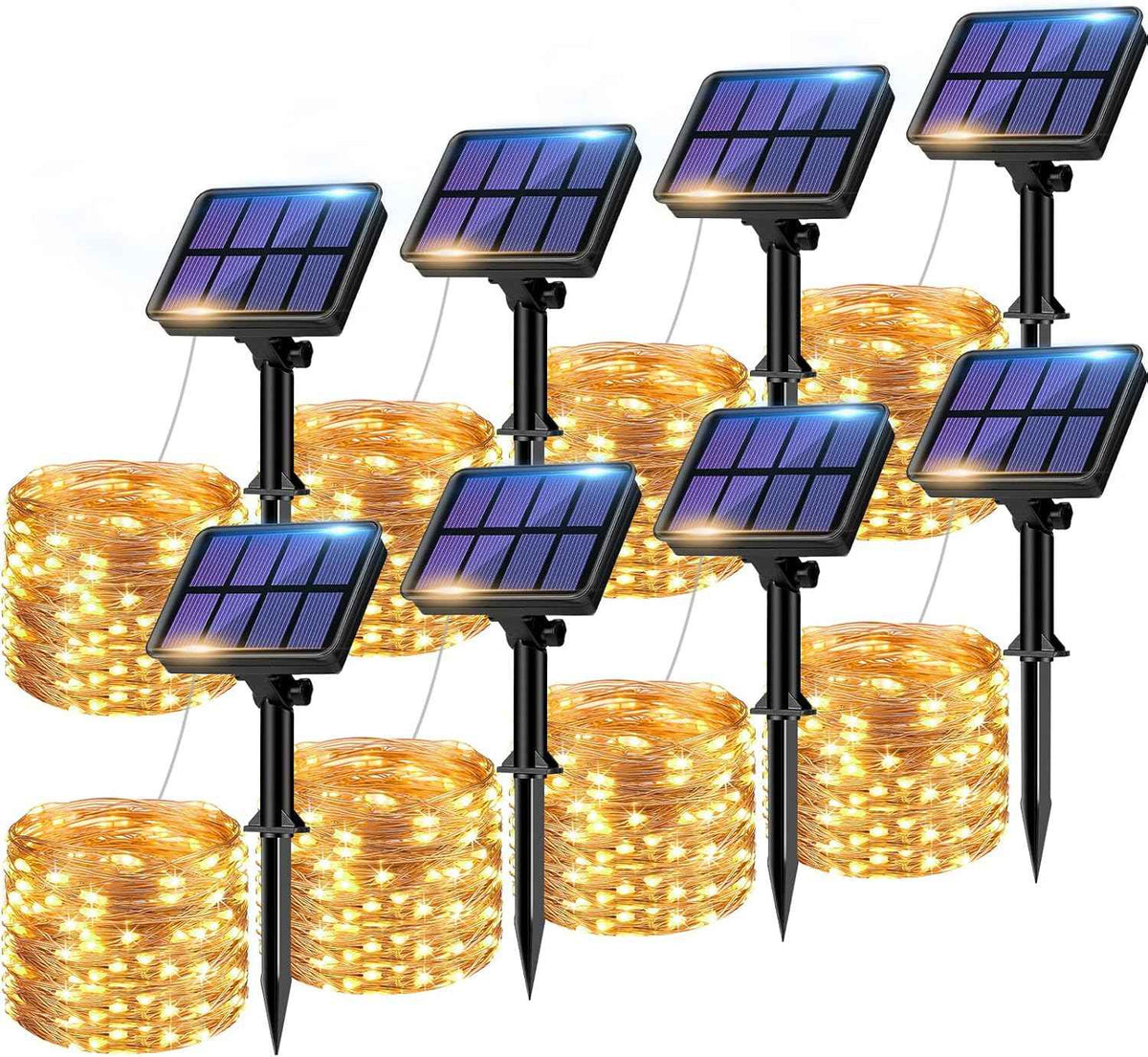 8 Pack Solar String Lights Outdoor, 640LED 264FT Waterproof 8 Modes Copper Wire Solar Twinkle Lights for Outside Garden Patio Tree Christmas Wedding Party Decor