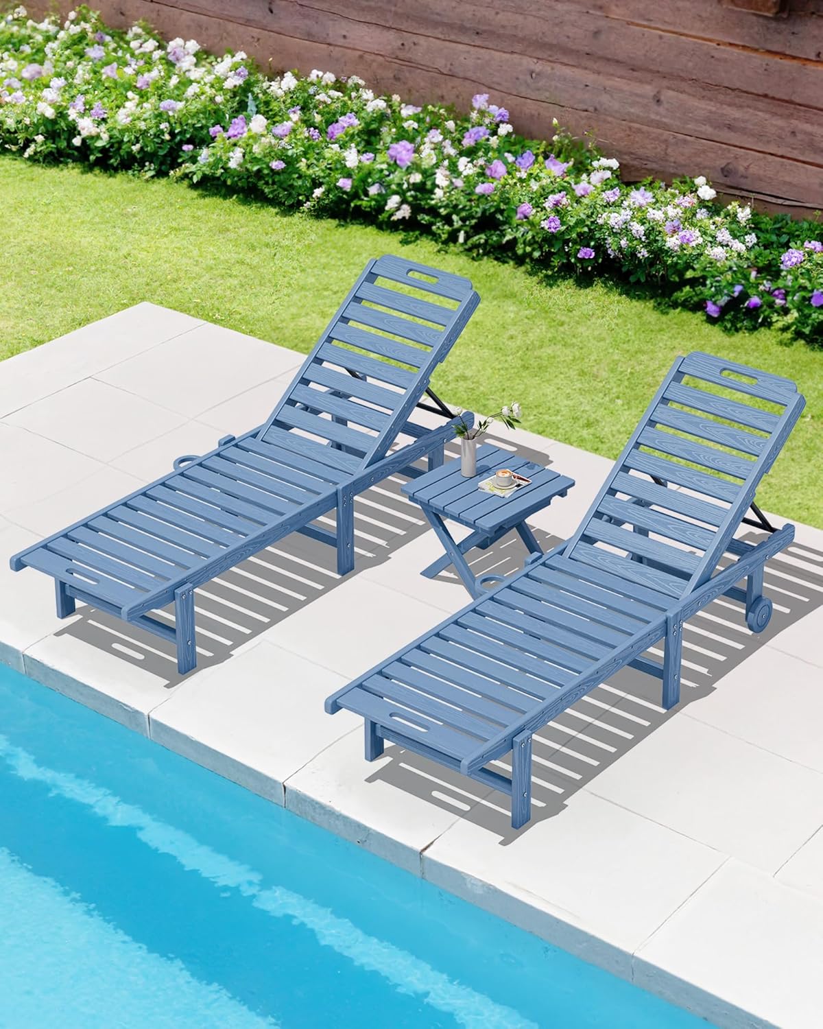 Compact Folding HDPE Outdoor Side Table – Navy - Field & Nook