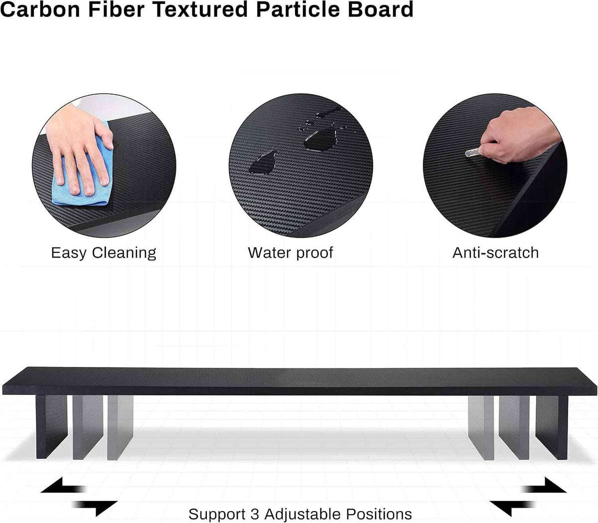 EUREKA ERGONOMIC Dual Monitor Stand Adjustable Carbon Fiber | dual monitor riser with carbon fiber surface and desktop organizer design, ideal for PC, computer, and laptop setups