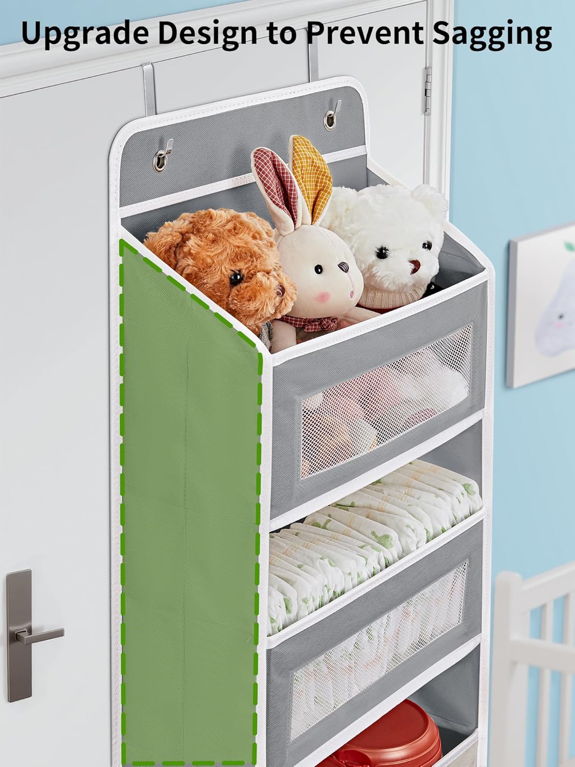 Over the Door Organizer for Bedroom – 5 Shelf Grey - Field & Nook