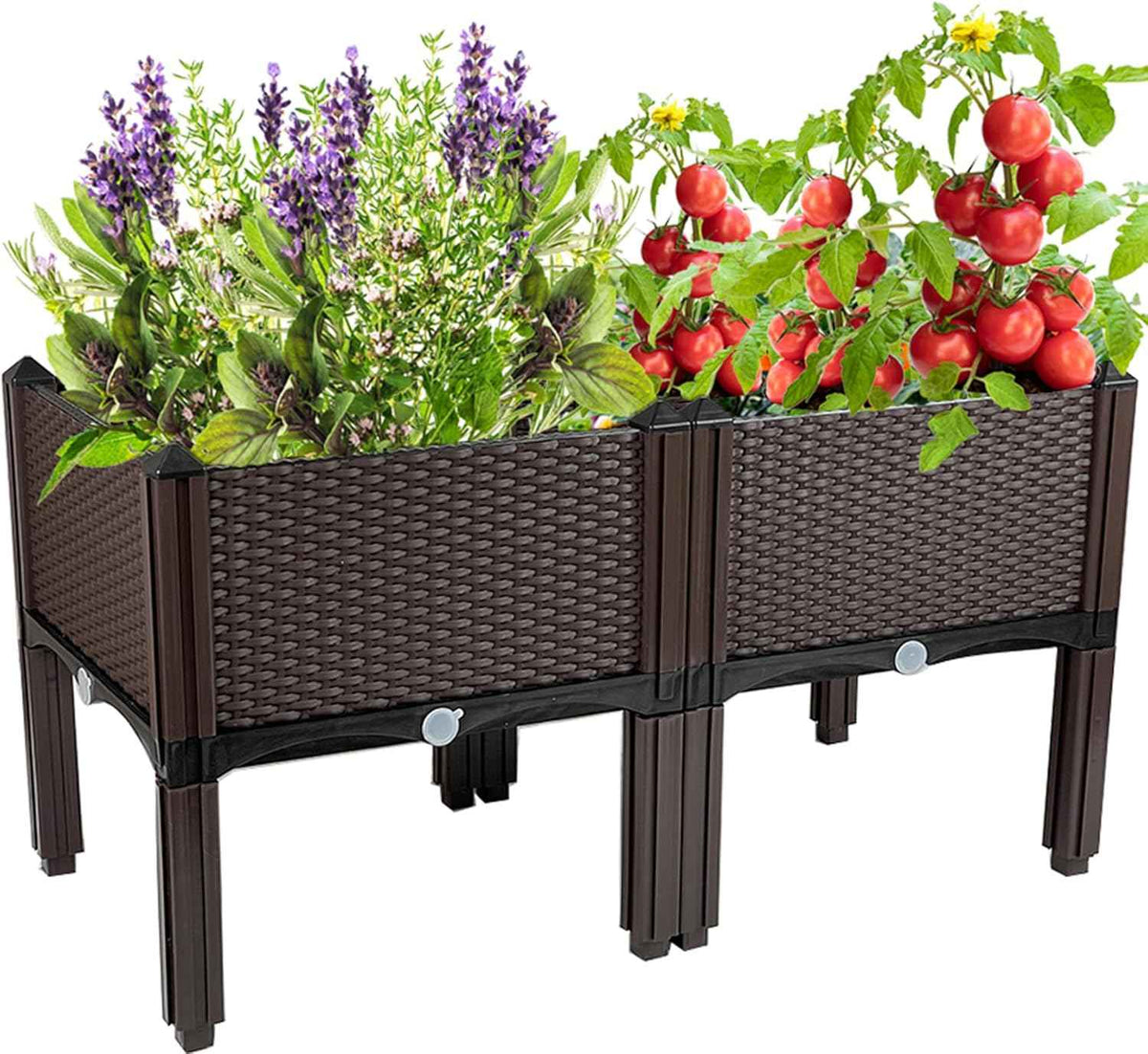 Plastic Elevated Planters for Raised Garden Bed with Legs for Outdoor Plants Box Kits with Drainage Holes for Patio Deck Balcony to Planting Flowers,Vegetables,Tomato and Herbs