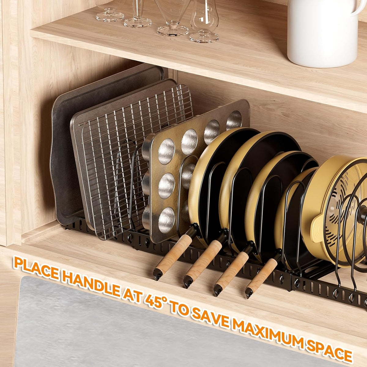 Expandable Pot and Pan Organizer Rack, 12 Compartments