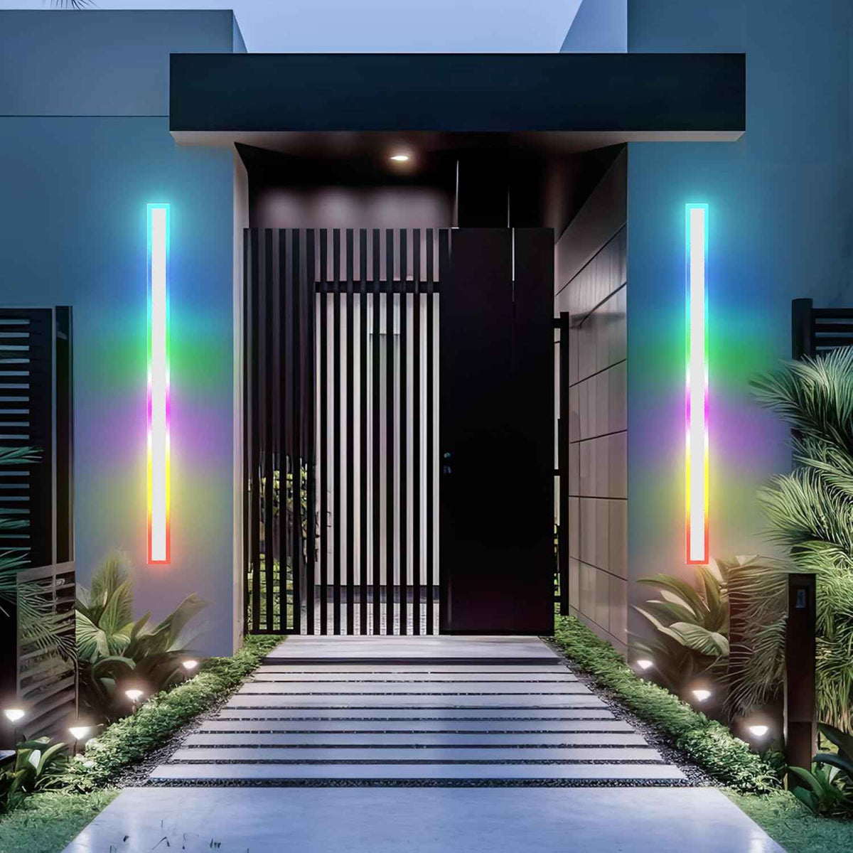 Modern Outdoor Wall Lights, 2 Pack Long Wall Sconce, Lighting Fixtures Long Wall Light 24w Waterproof Ip65 Black Exterior Sconce Led Linear Light for Garage, Patio (2pack-white, 60inch)