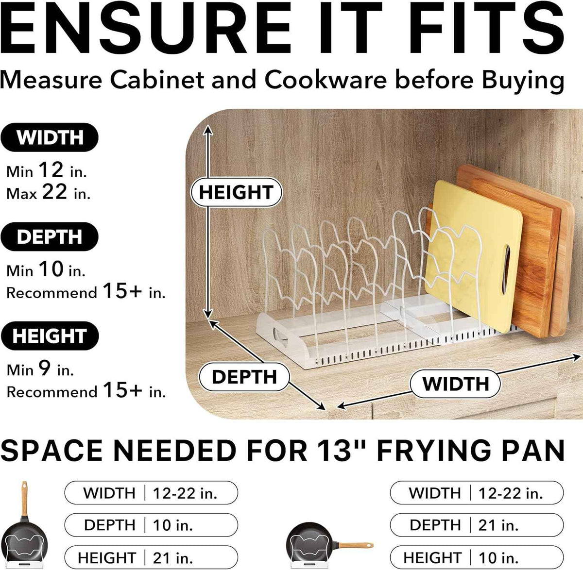 Simple Houseware Expandable Pan Rack, 10 Compartments, White