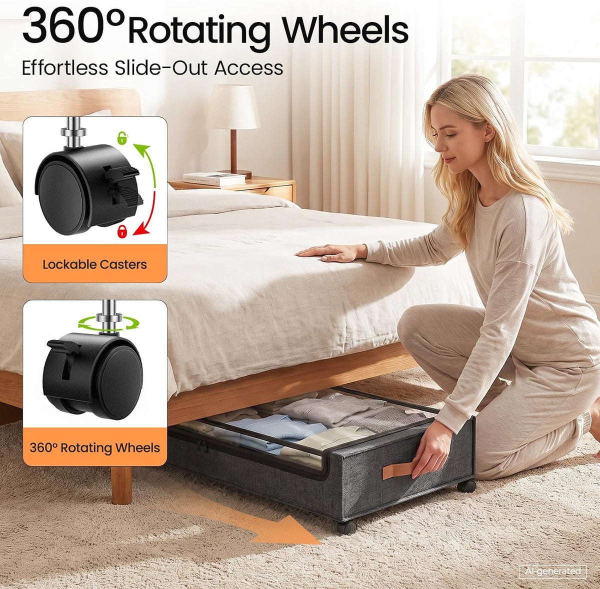 Yecaye 70L Under Bed Storage with Wheels, 2Pack Larger Capacity Under Bed Storage Containers, Underbed Shoe Storage Organizer, Rolling Under Bed Metal Drawers for Clothes, Blankets(35.5 x 17 x 6.7in) - Field & Nook