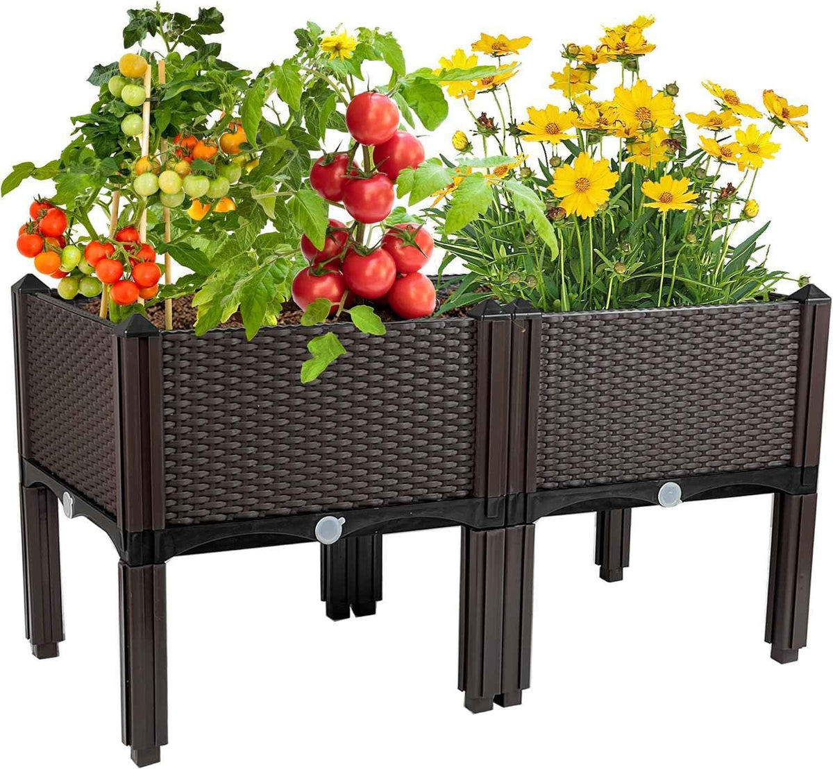Raised Garden Bed Planters for Outdoor Plants with Legs Elevated Rectangular Planter Boxes Garden Patio Balcony Deck for Planting Flowers, Vegetables, Tomatoes, and Herbs