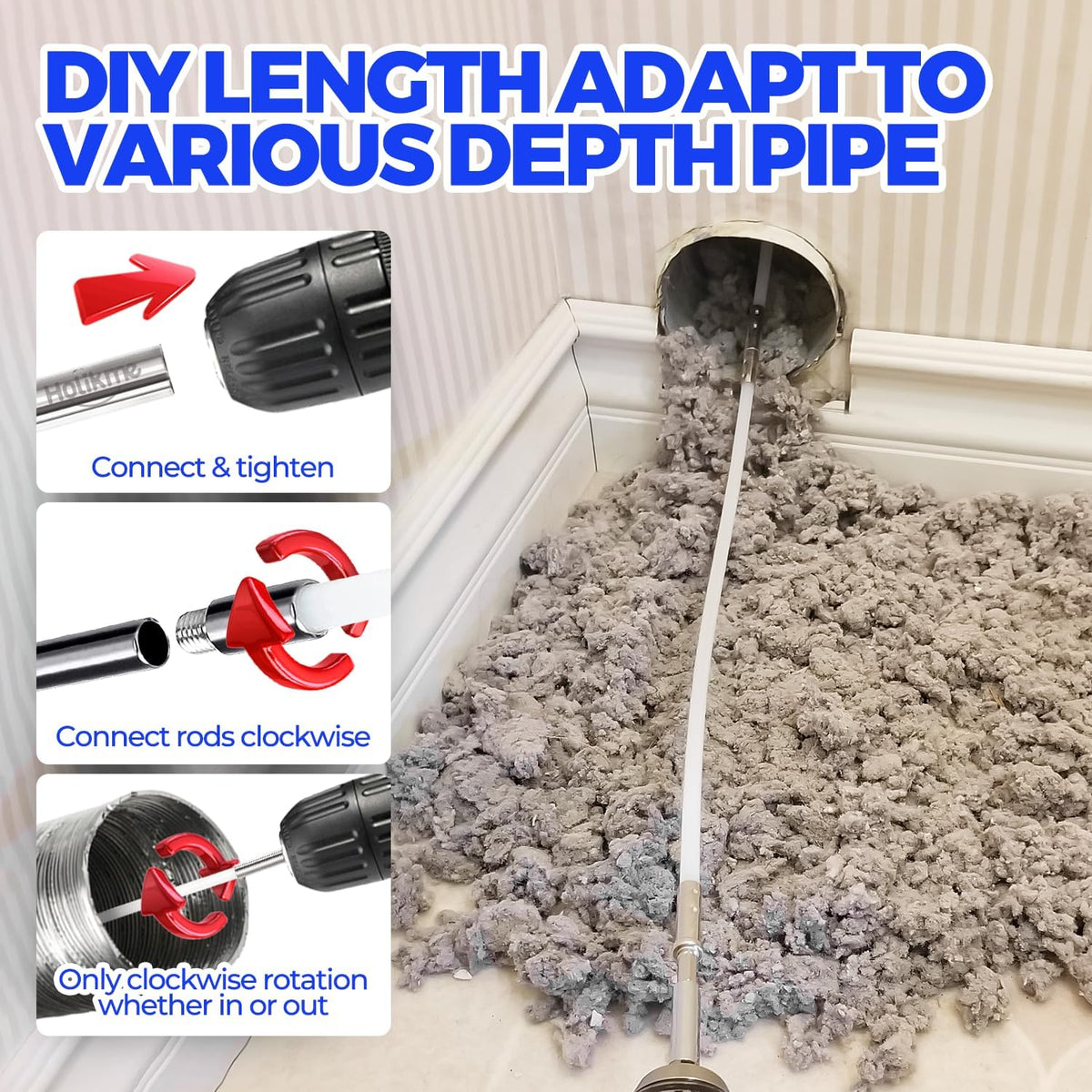 Dryer Vent Cleaning Kit – 30-Foot Flexible Brush with Drill Attachment
