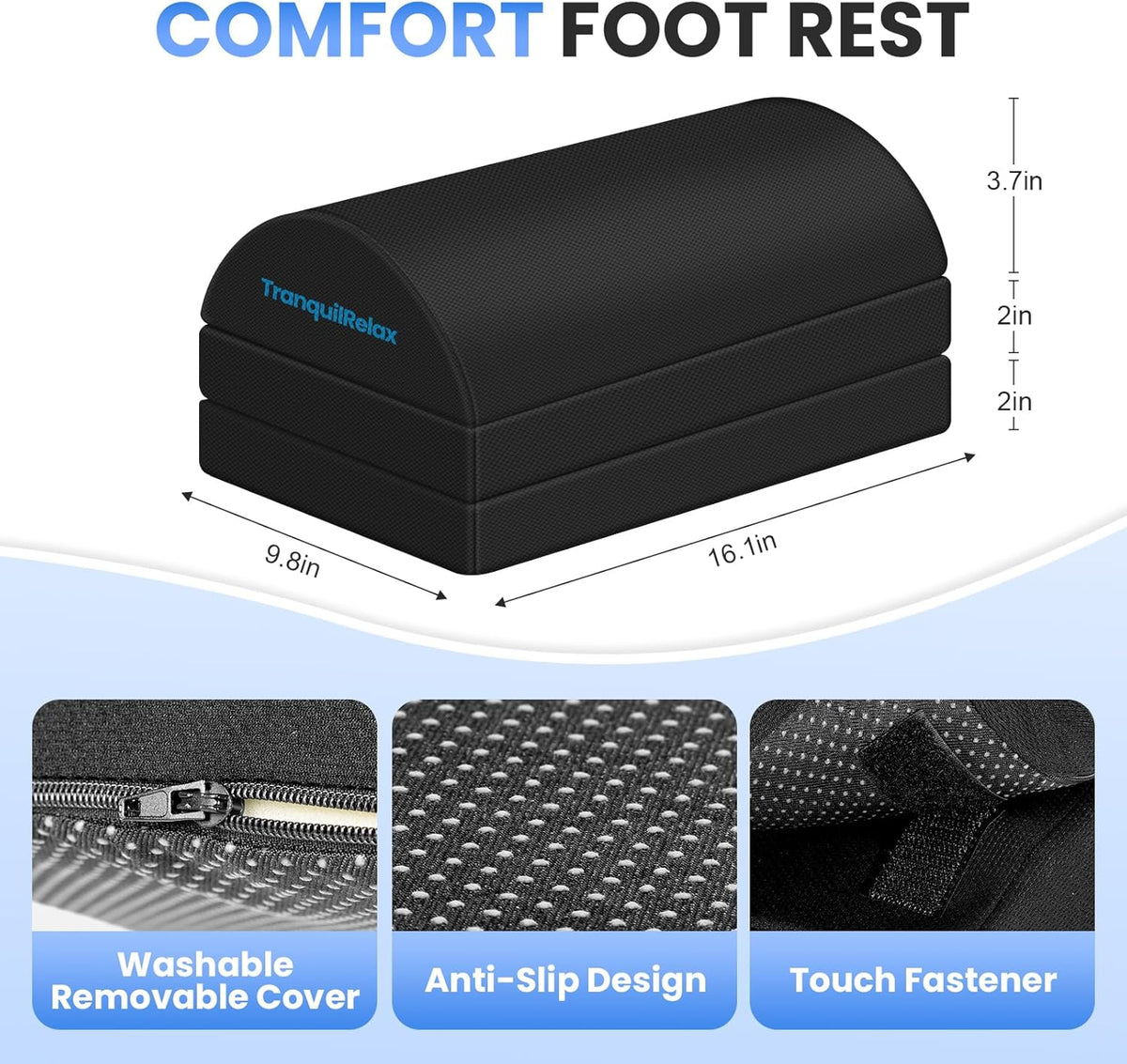 3-Height Cushioned Footrest with Washable Cover - Field & Nook