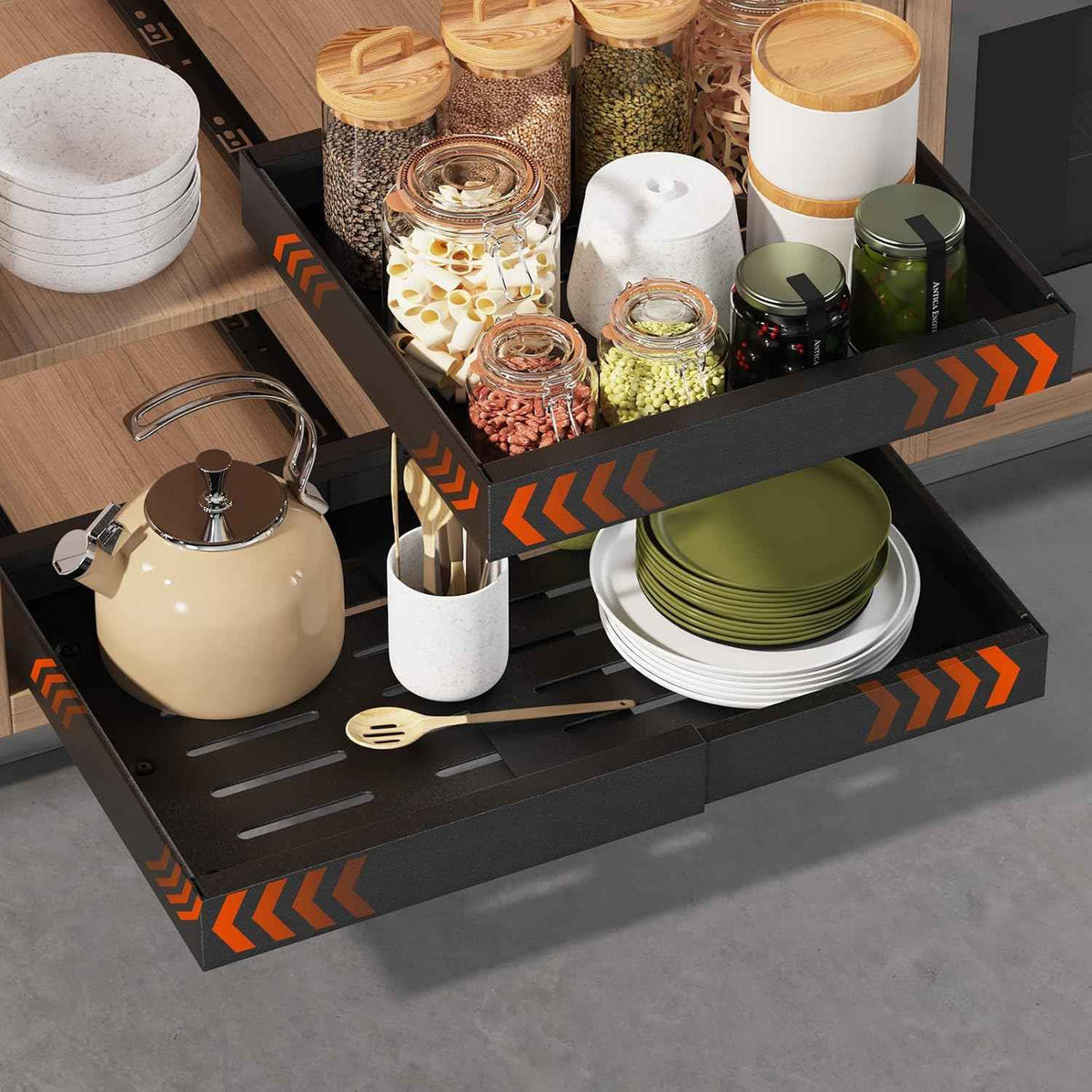 Expandable Pull-Out Cabinet Organizer, 16.5" Deep, 12.6"-20.5" W