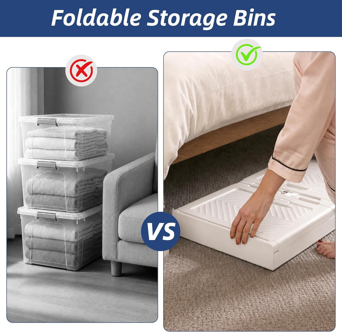 SAILUN 190QT/47Gal Stackable Storage Bins with a Lid, Collapsible Storage Bins With Doors, Folding Cabinet for Home Closet Organization,4 Pack-19.7" W x 12.6" D x 44.3" H White - Field & Nook
