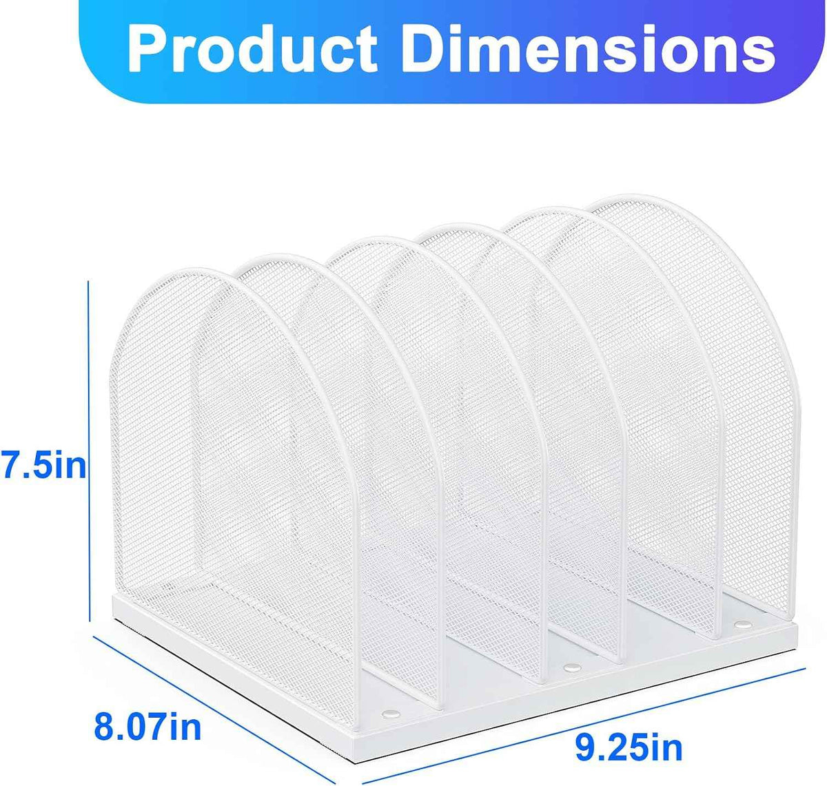 gianotter Desktop File Organizer with 5 Compartments | Desk Organizer Paper Organizer for Desk Workspace Organizers for Office Supplies (White, Upright Style)