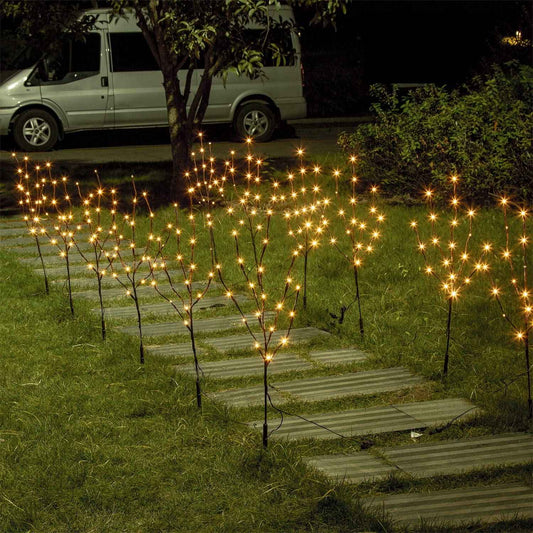 Set of 2 3PK 30" Brown Lighted Twig Stakes 120 Warm White Pathway Light for Outdoor and Indoor (Vase Excluded)