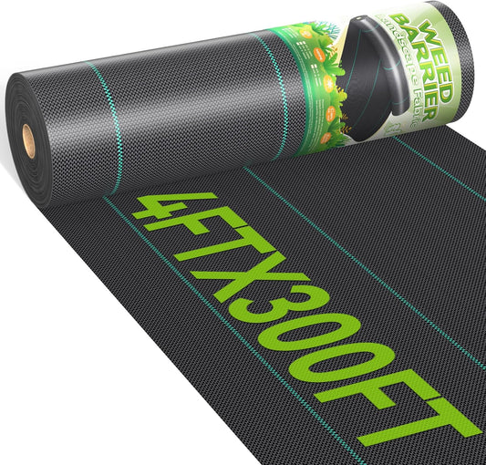 4ftx300ft Weed Barrier Landscape 3.2oz Fabric Heavy Duty, Woven Weed Control Cloth, Woven Geotextile Fabric for Underlayment, Gardening Ground, Commercial Driveway Weed Block Cover Mat