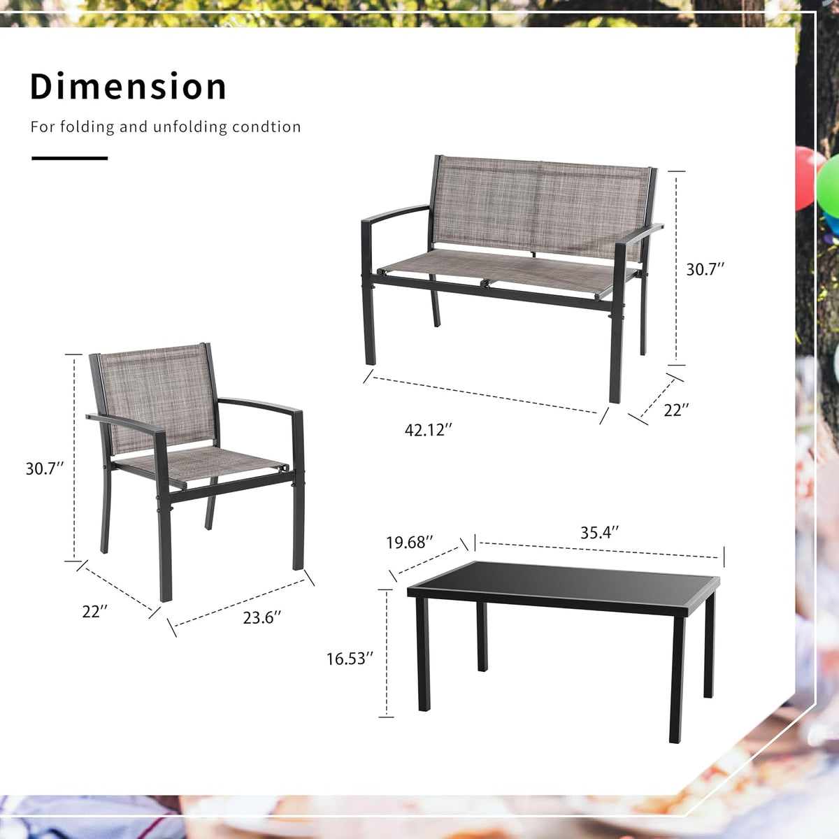 Shintenchi 4 Pieces Patio Furniture Set All Weather Textile Fabric