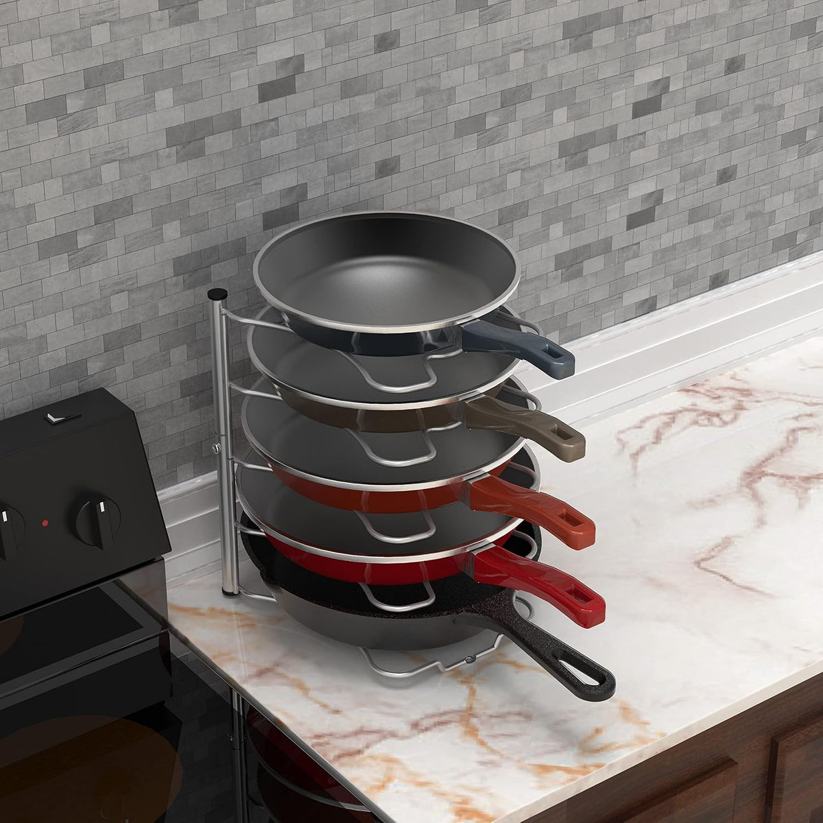 Simple Houseware Pot and Pan Organizer Rack, Silver