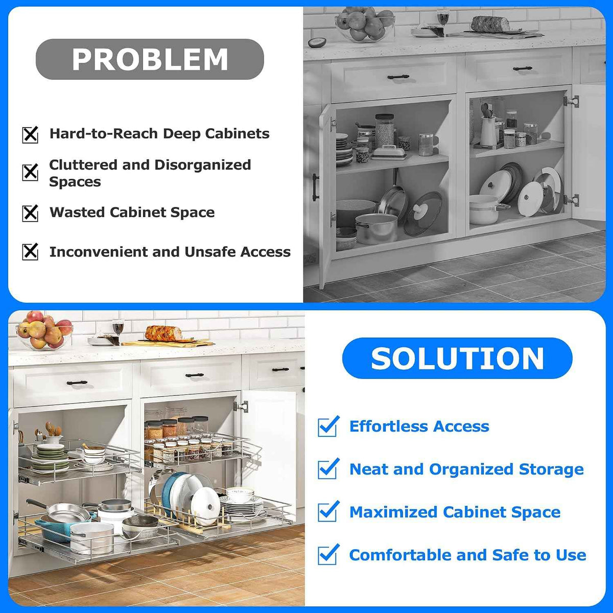 WelFurGeer 2-Tier Pull-Out Cabinet Organizer