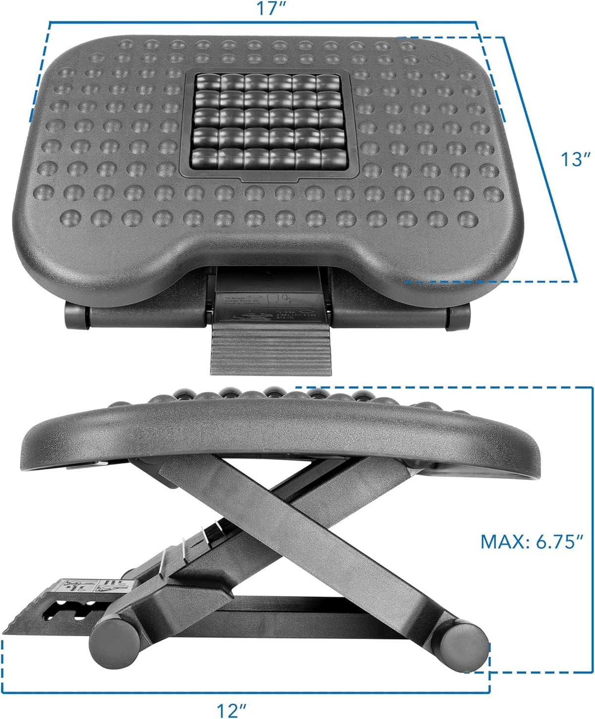 Height-Adjustable Footrest with Massage Rollers and 30° Tilt - Field & Nook