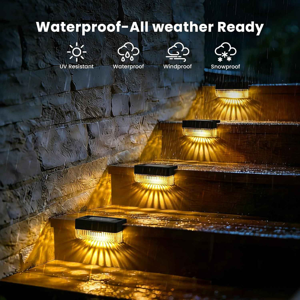Solar Deck Lights Outdoor, Solar Step Lights Waterproof, 16 Pack Warm White | Step Lights Waterproof Outdoor for Deck, Step, Fence, Wall, Patio, Yard, Pool, Pathway and Stairs