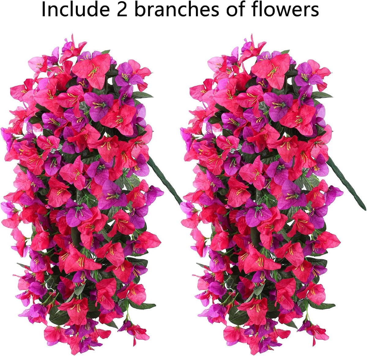 UV-Resistant Faux Bougainvillea Hanging Branches – 2 Pack