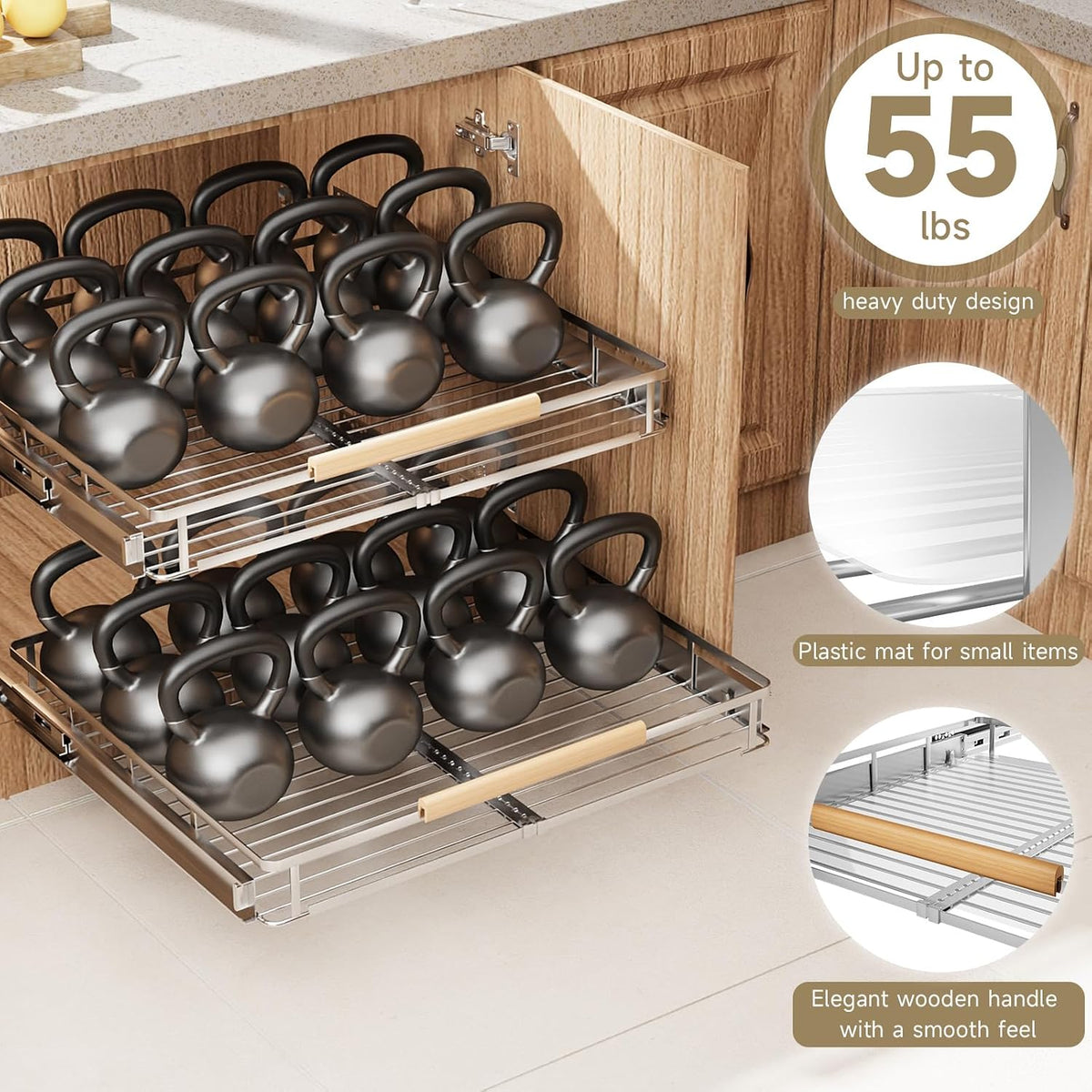 11.8~18"x17.3" Pull Out Cabinet Organizer,1Pack Expandable Sliding