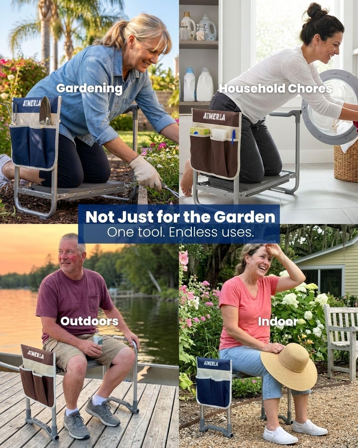 Heavy-Duty Folding Garden Kneeler with Wide Tool Bag - Field & Nook