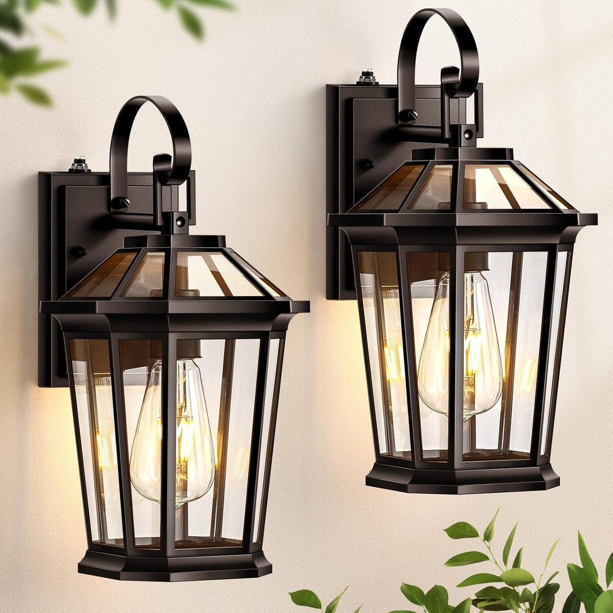 VIANIS 2-Pack Oil Rubbed Bronze Outdoor Lights Wall Mount, Dusk to Dawn Wall Lights for House Outside, Aluminium Modern Porch Lights Sconce, Exterior Wall Lantern Fixture with Waterproof, Anti-Rust