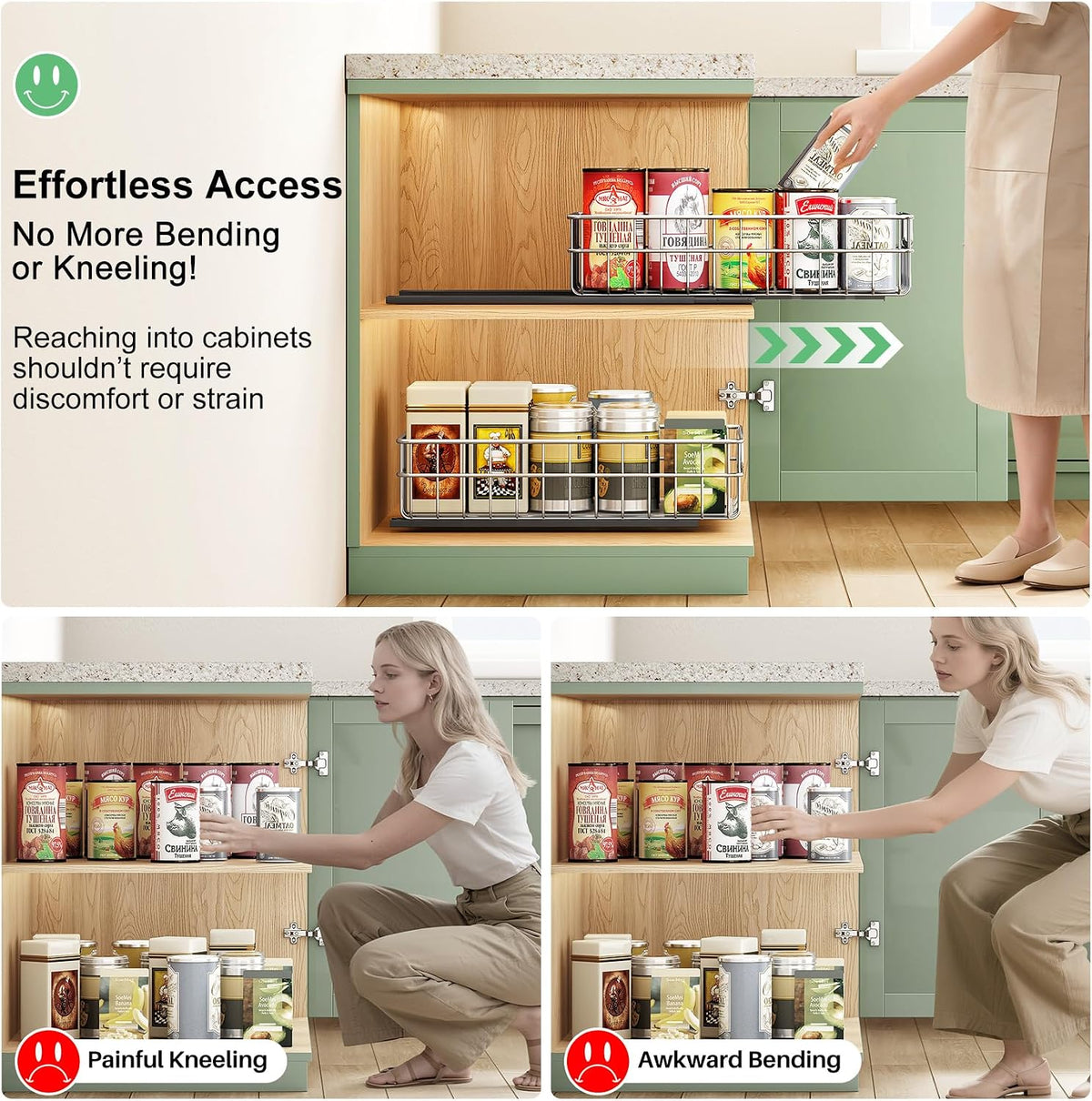 Stainless Steel 2-Pack Pull Out Cabinet Organizers