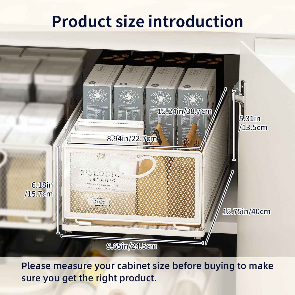 Pull-Out Cabinet Organizer, 9.6" W x 15.7" D, White