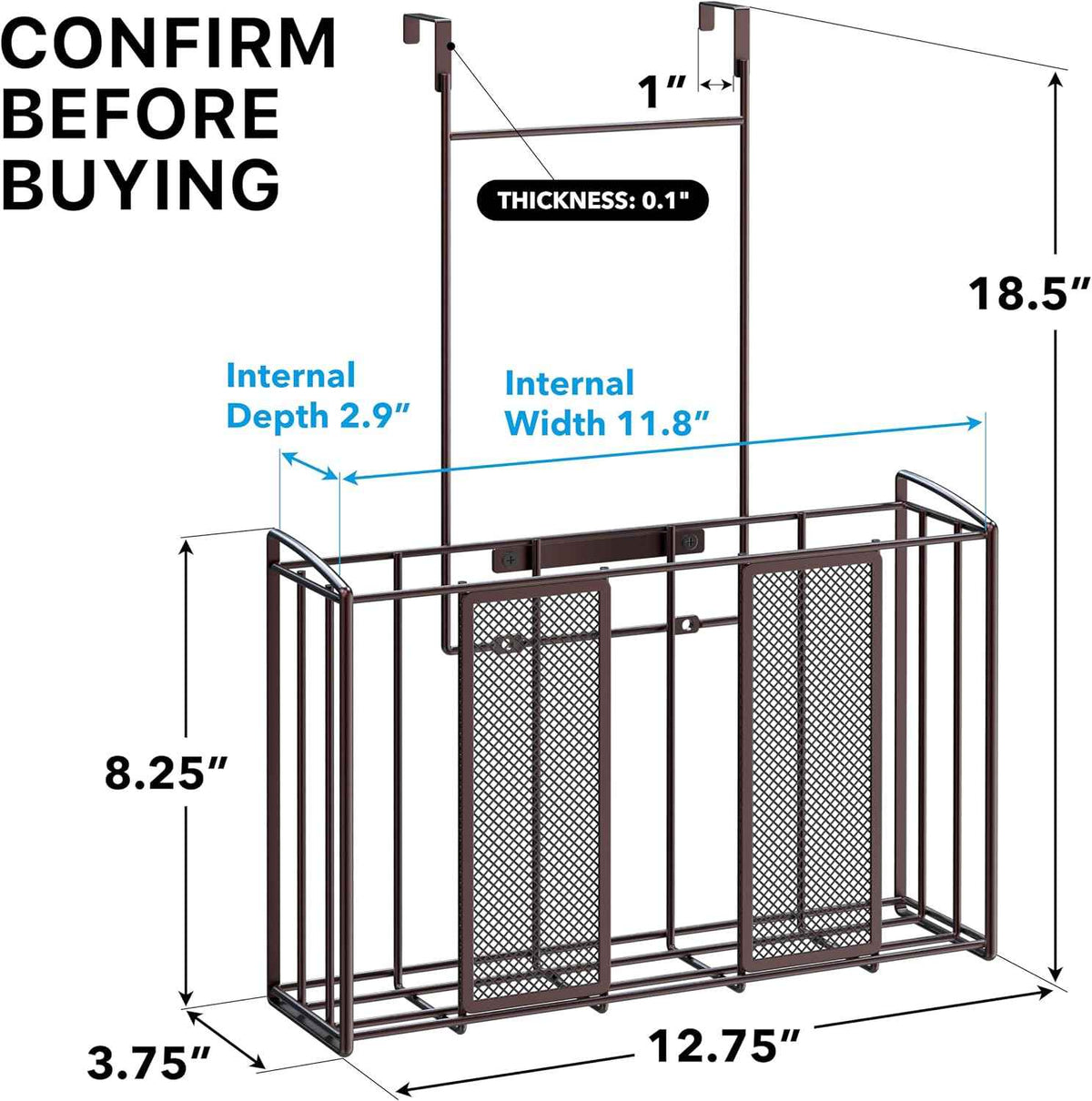 Simple Houseware Over Cabinet Door Mesh Organizer, Bronze