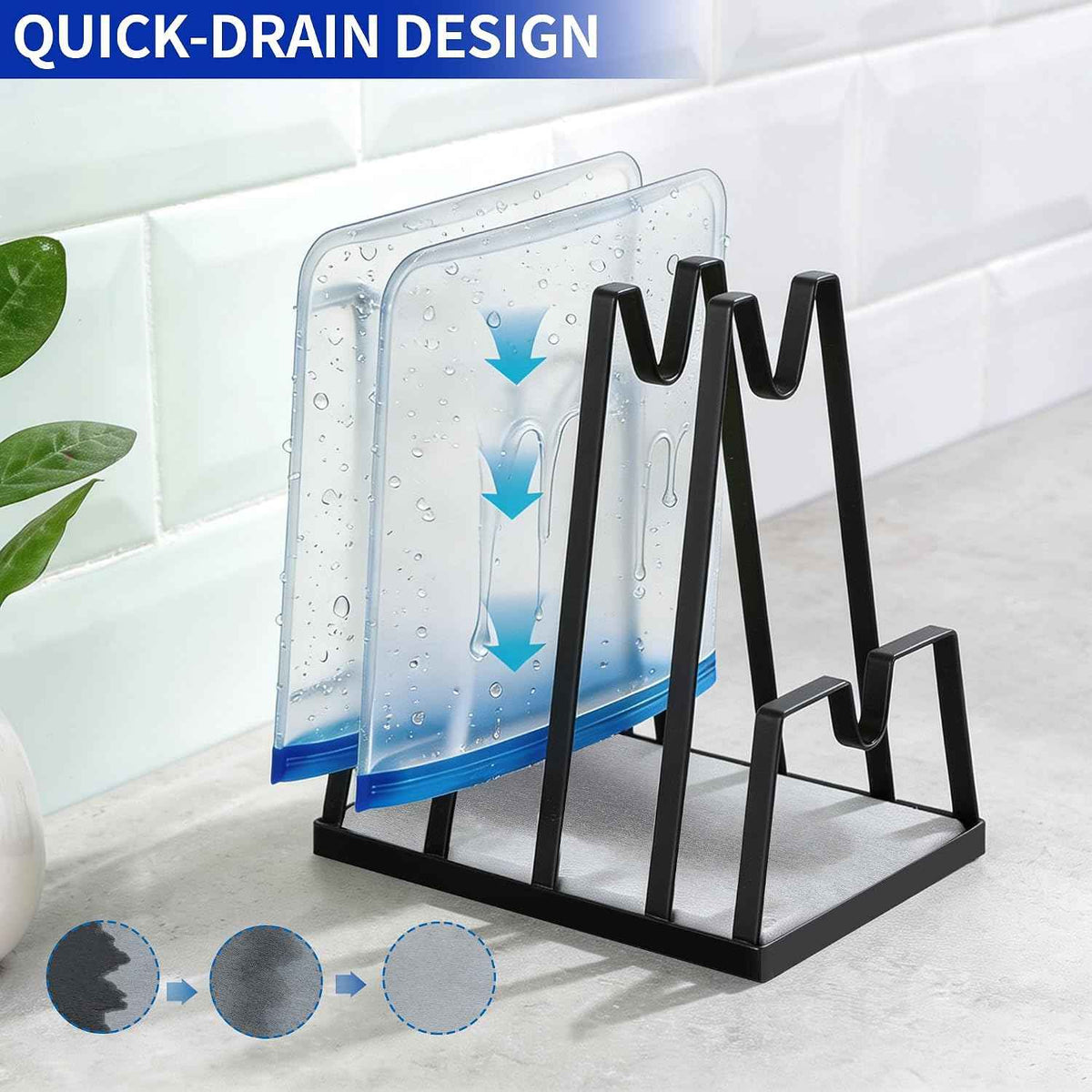 YIGII Reusable Bag Drying Rack, Brushed Black