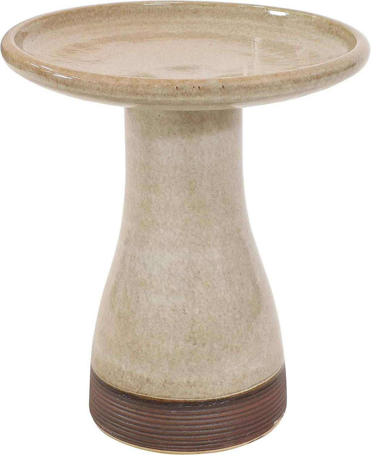 Sunnydaze 21" H Ceramic Bird Bath for Outside - Hand-Painted Outdoor Bird Bath Bowl, UV/Frost-Resistant Finish - Yam - Ribbed Pedestal