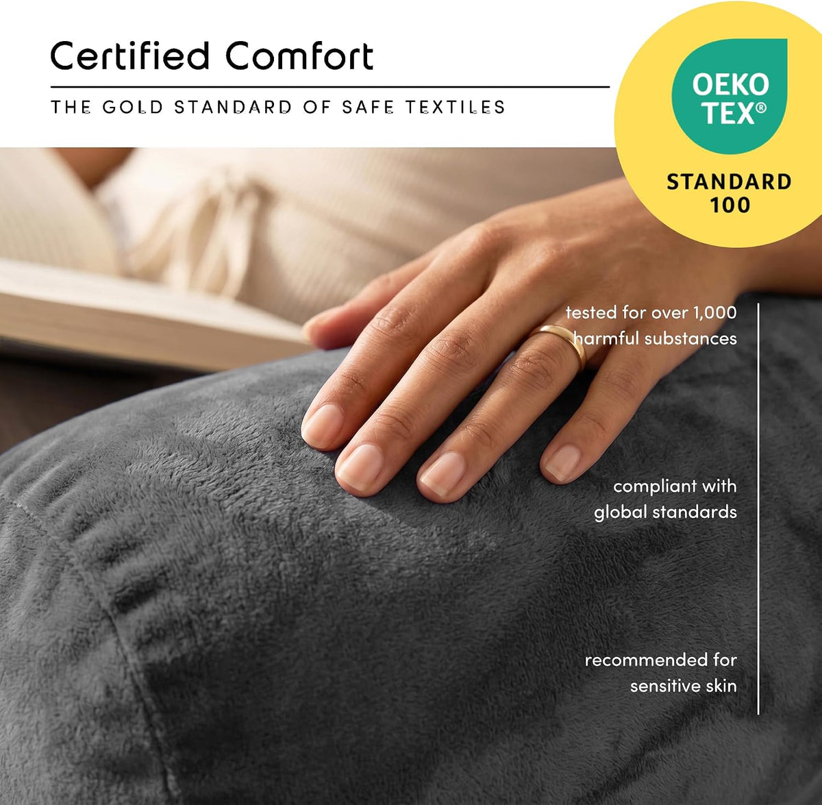Reading Pillow with Arms – Shredded Foam Backrest with Pockets