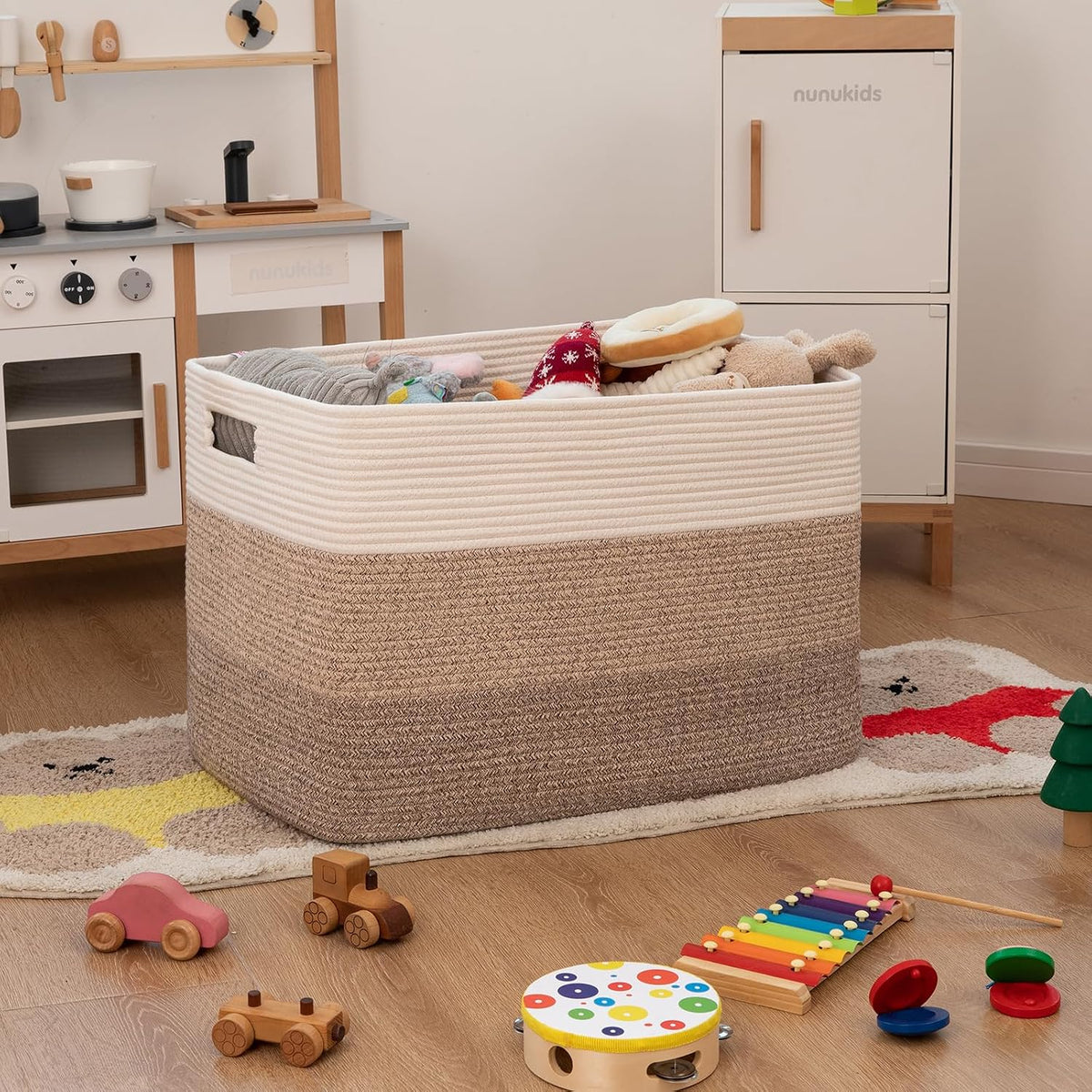 Extra-Large Woven Blanket Basket – 108-Liter Cotton Rope Storage