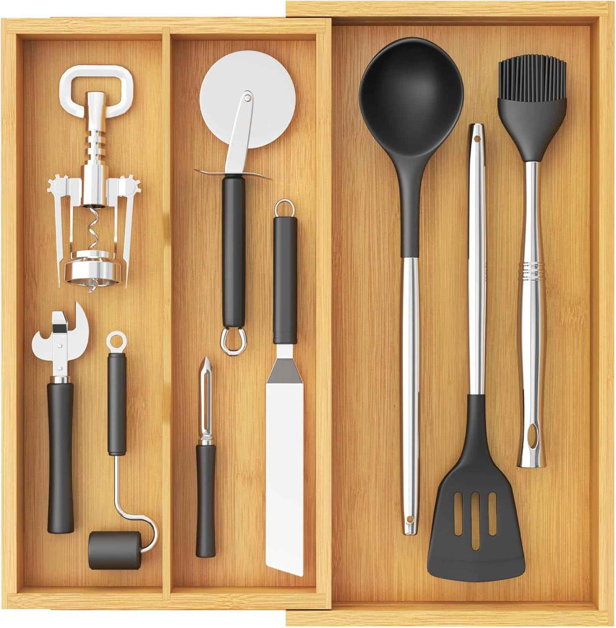 Lifewit Expandable Utensil Organizer, 8.9-15.8 x 15.75, Natural