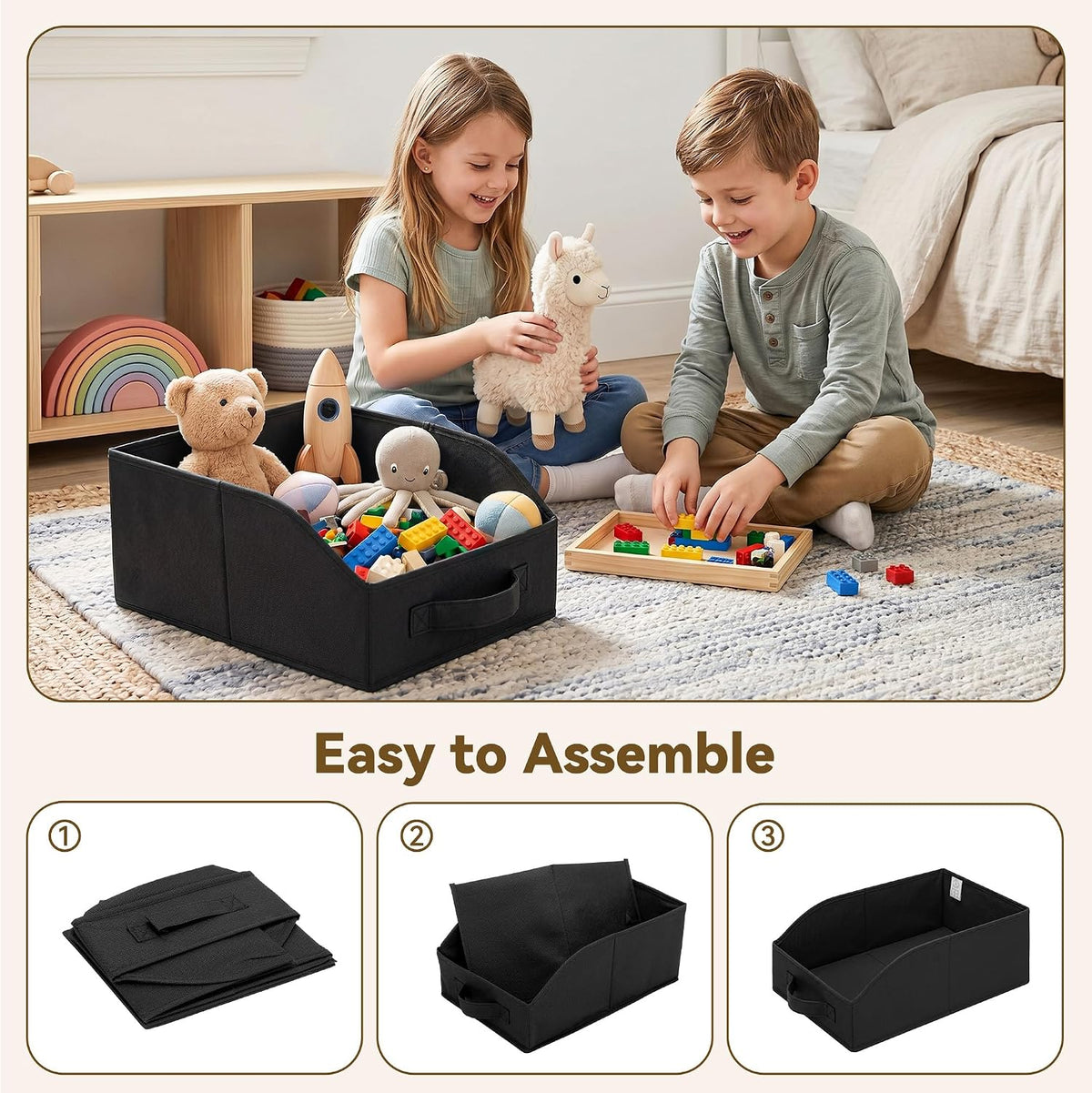 Trapezoid Closet Storage Bins – Black – 6-Pack - Field & Nook