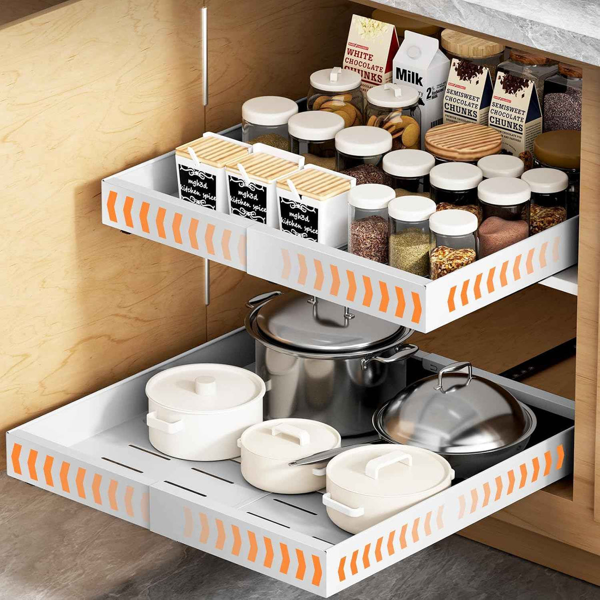 YJHome 2 Pack Expandable Pull Out Cabinet Organizers, 12"-20"W