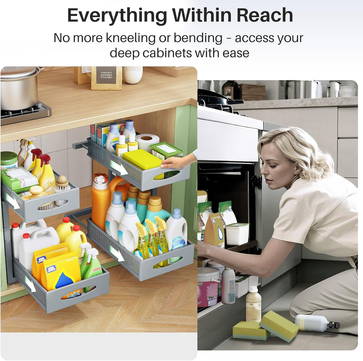 2-Tier Pull-Out Under-Sink Organizer – Grey - Field & Nook