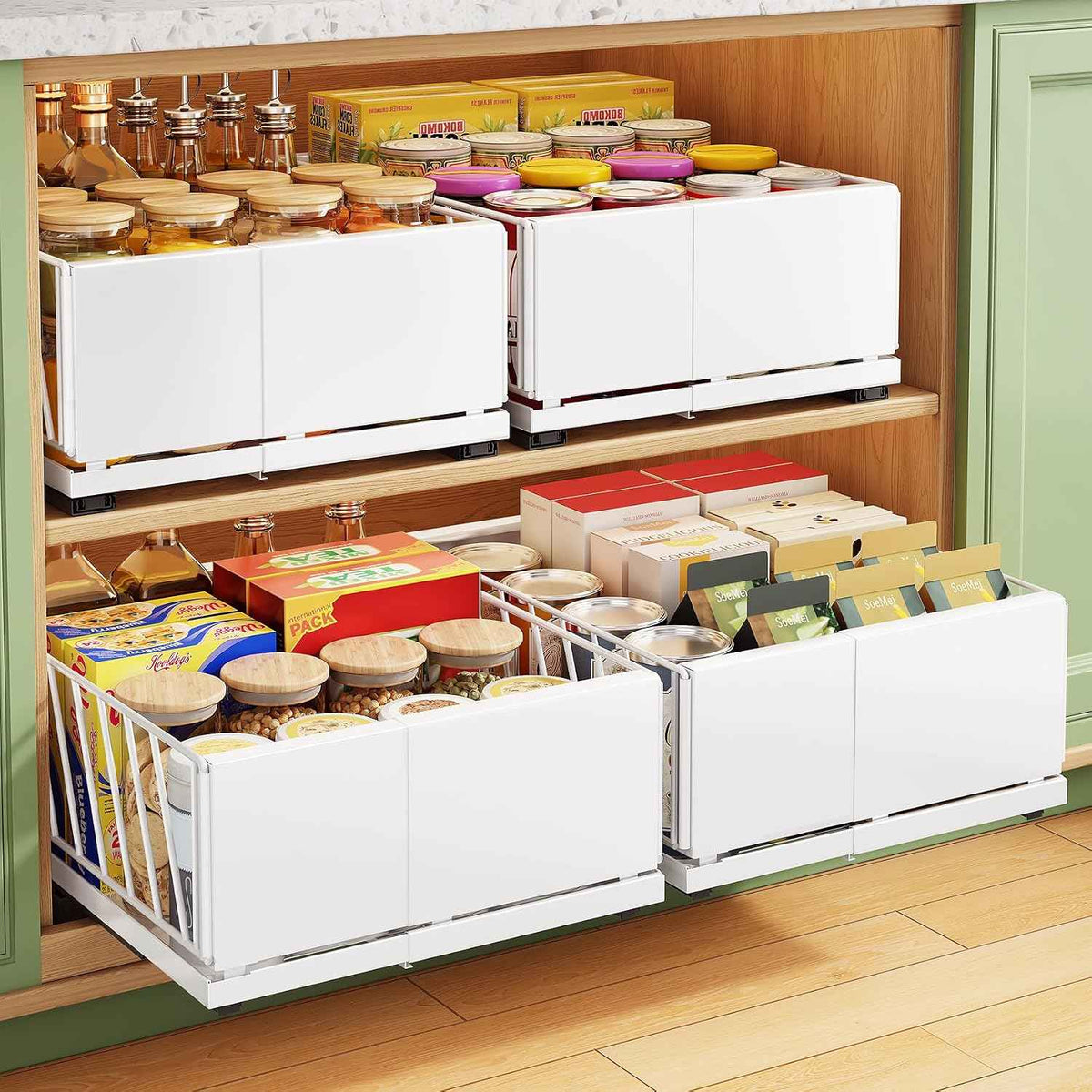Pull out Cabinet Organizer, 1-Pack Expandable Width(9.8"-13.8") Heavy